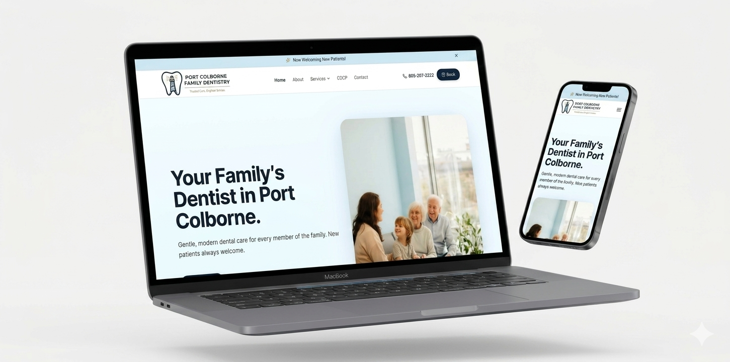 Port Colborne Family Dentistry website mockup