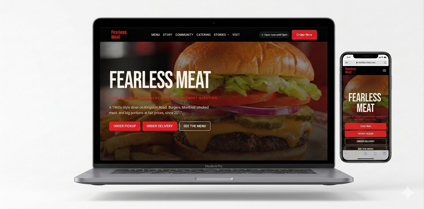 Fearless Meat website mockup